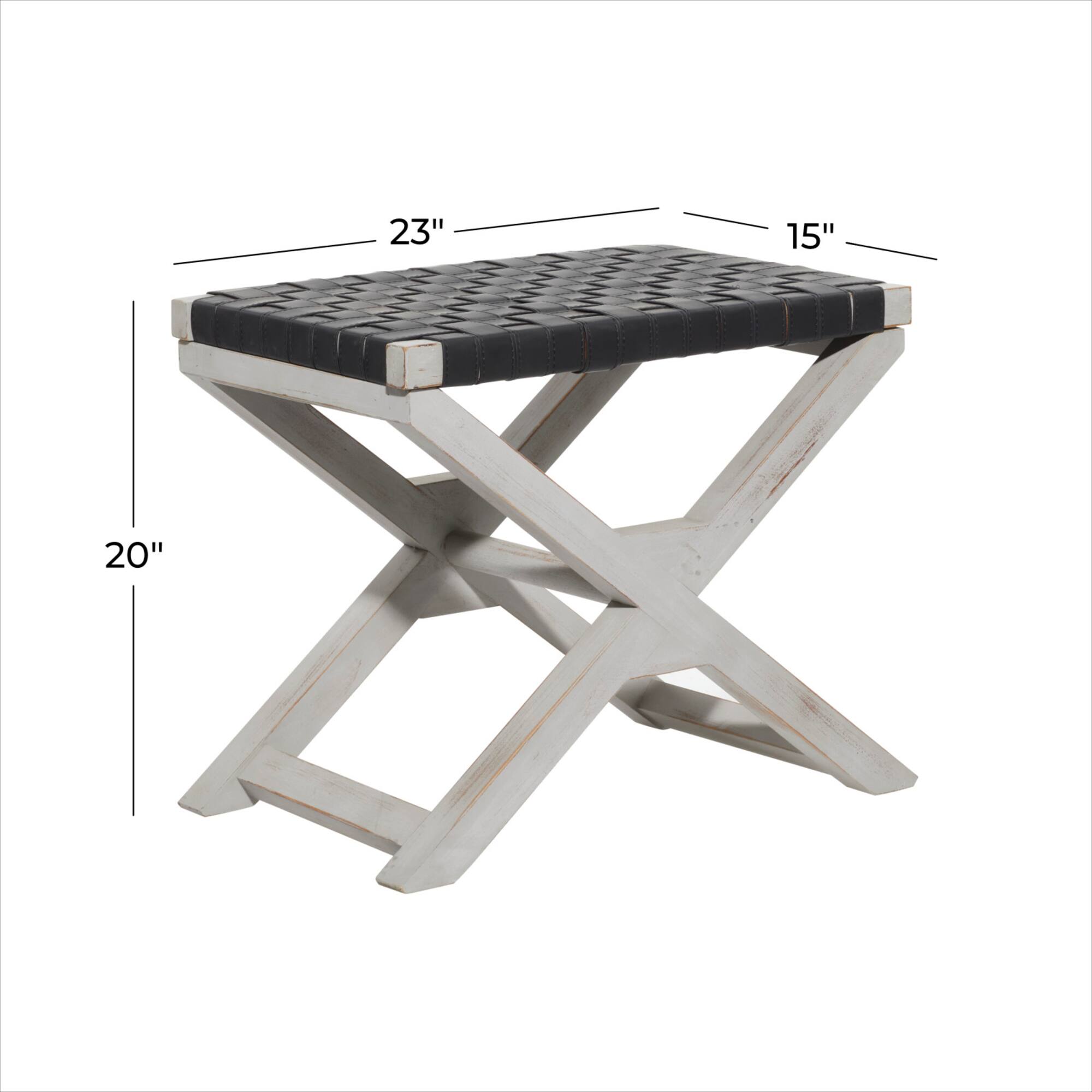 20" Black Wood Farmhouse Stool